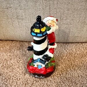 Festive Sandbridge - Virginia Beach Santa and Lighthouse Holiday Ornament Decor